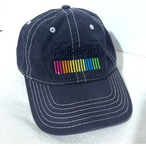 Polaroid Instant Camera Cap Hat Black Mad Engine rainbow strap back OSFM